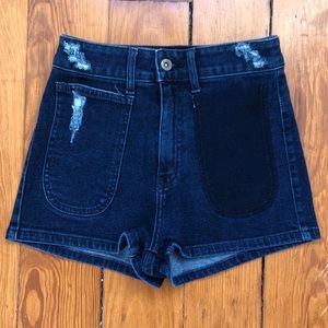 High Waisted Distressed Denim Shorts